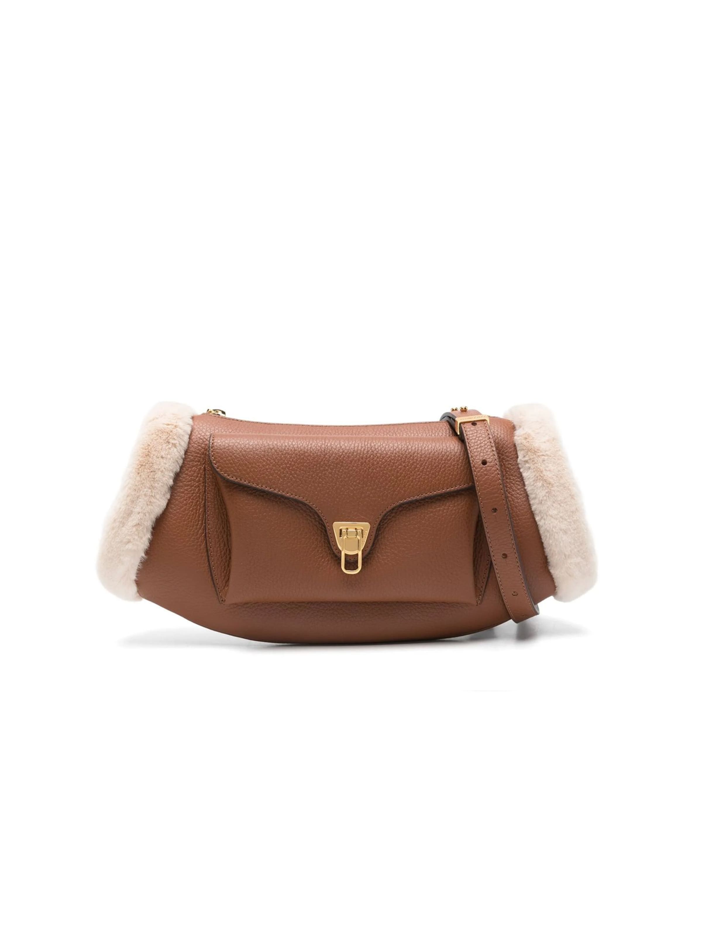 Sac à bandoulière Coccinelle en beige : devant
