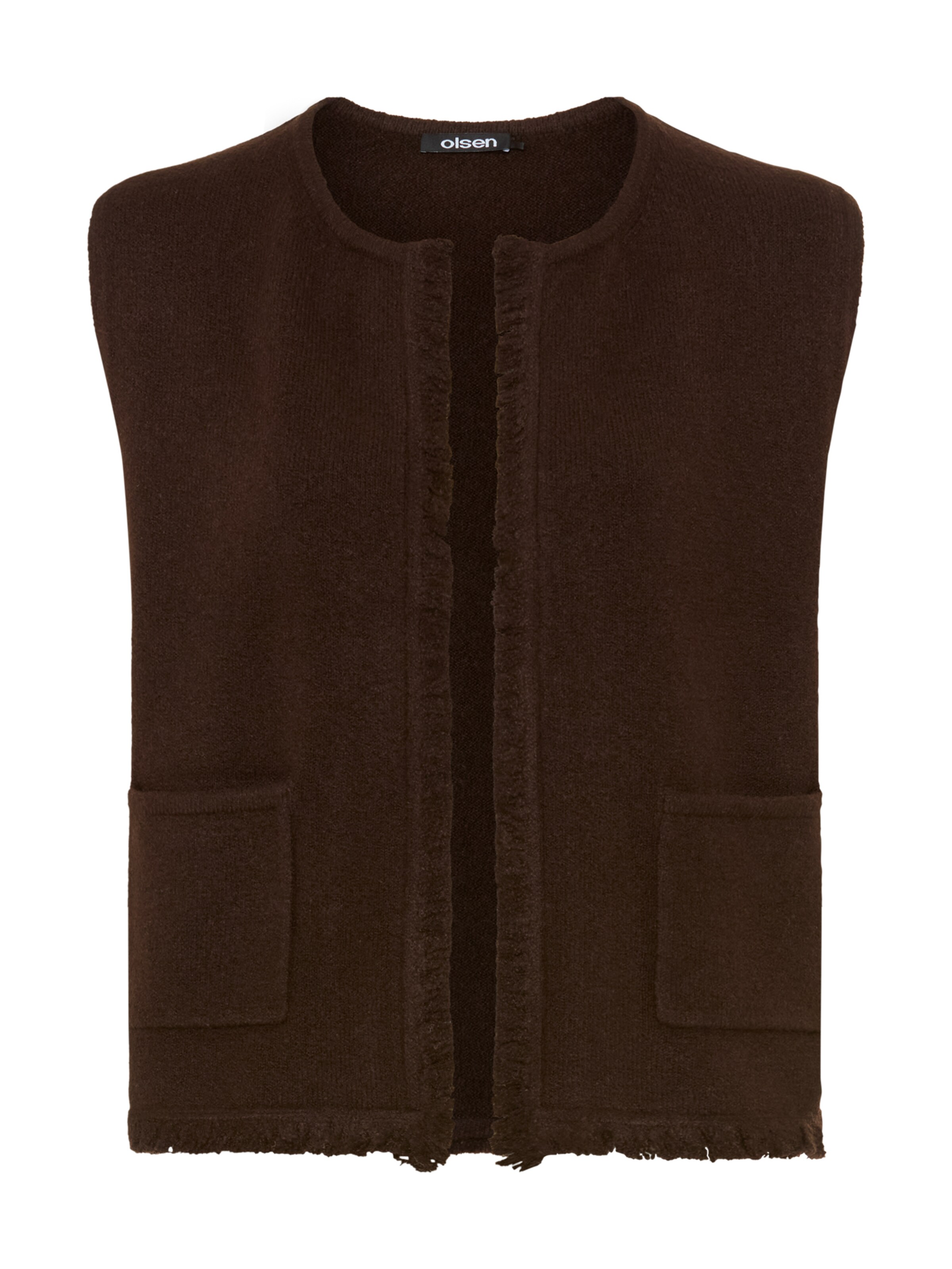 Olsen Knitted Vest 'Henny' in Brown: front