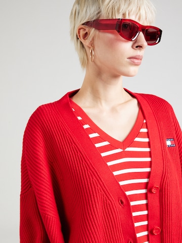 Tommy Jeans Knit cardigan 'ESSENTIAL' in Red