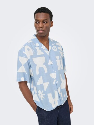 Only & Sons Comfort Fit Skjorte 'ONSHARVI' i blå