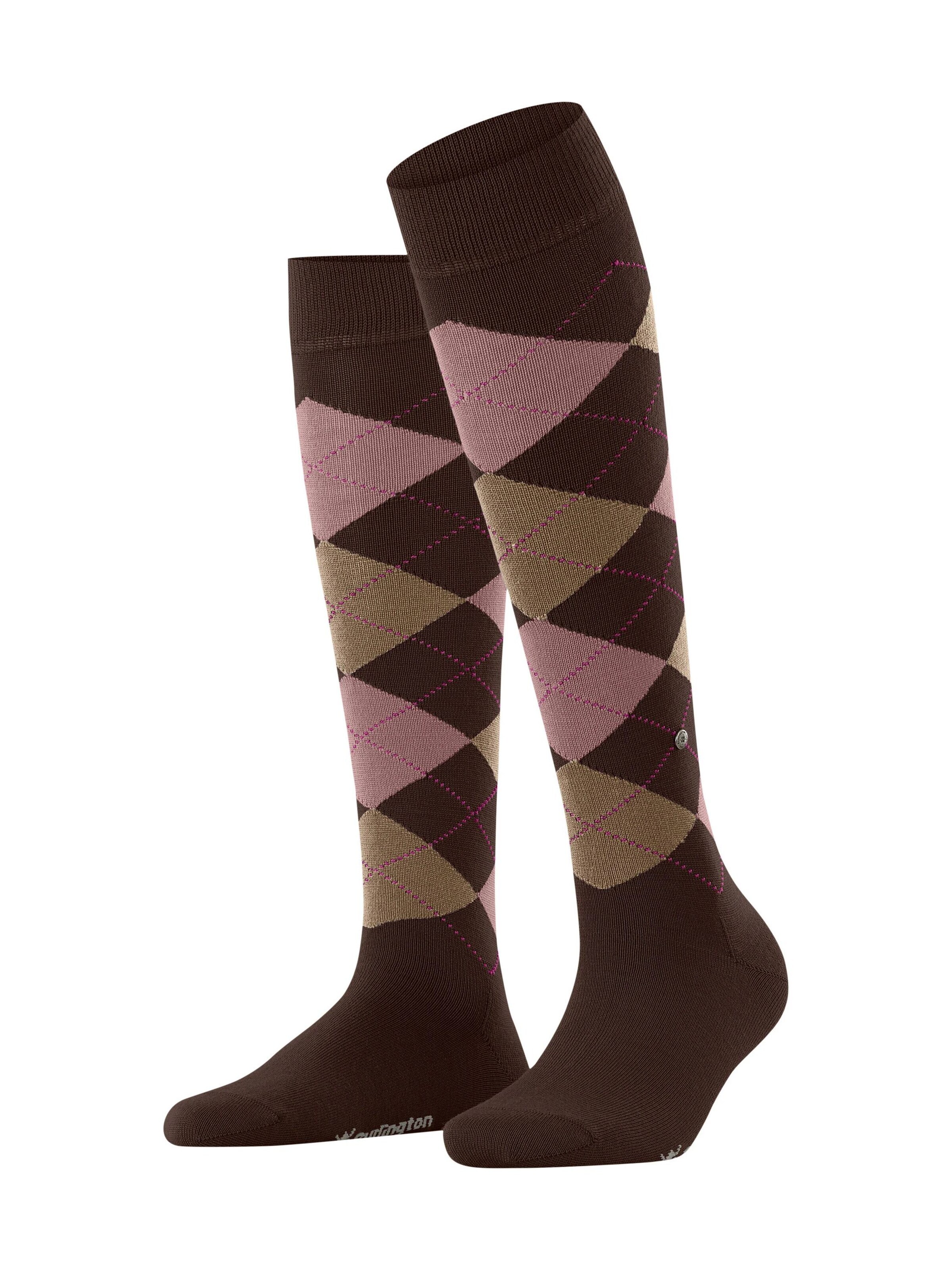 BURLINGTON Over the Knee Socks 'Marylebone' in Brown: front
