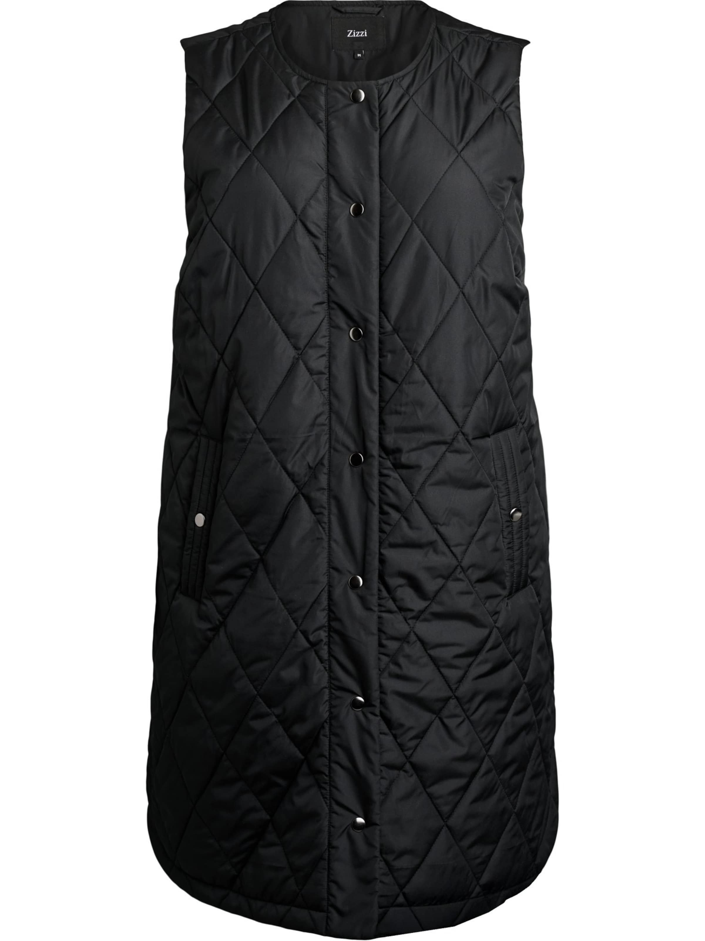 Gilet 'MSHANGHAI QUILT' Zizzi en noir : devant