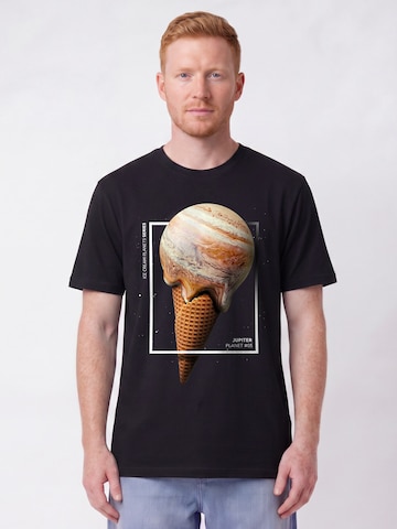 Watapparel Shirt 'Jupiter Planet' in Zwart: voorkant
