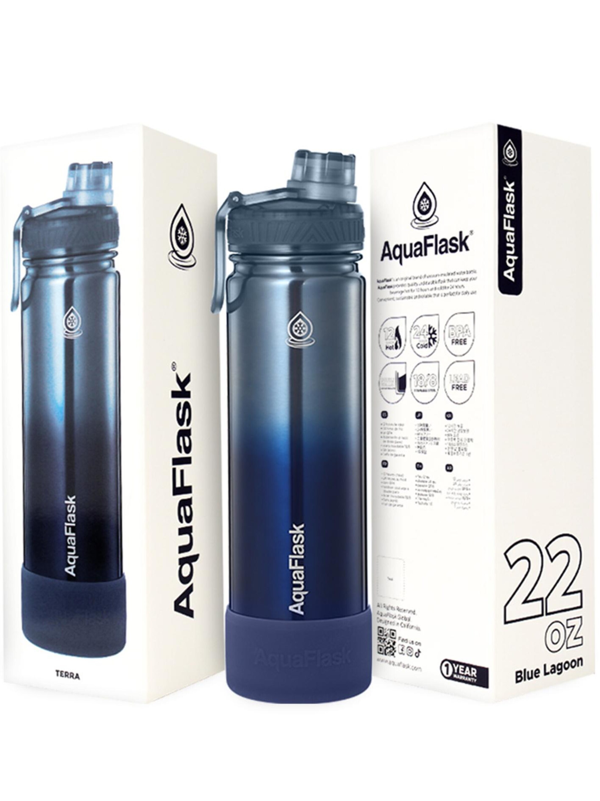 AquaFlask Láhev na vodu 'AquaFlask Termoláhev TERRA  650 ml' – modrá