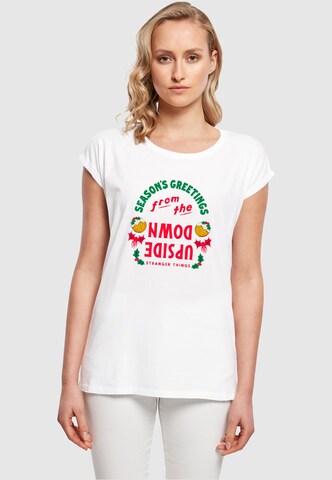 ABSOLUTE CULT T-Shirt 'Stranger Things - Upside Down Seasons Greetings' in Weiß: Vorderseite