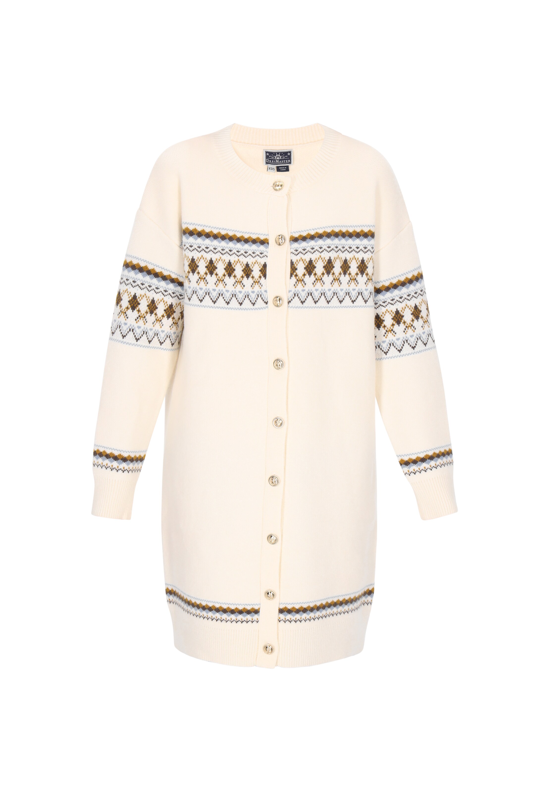 DreiMaster Maritim Strickjacke in hellblau / schwarz / offwhite / naturweiß, Produktansicht