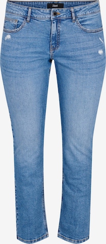 Zizzi Slimfit Jeans 'Emily' in Blauw: voorkant