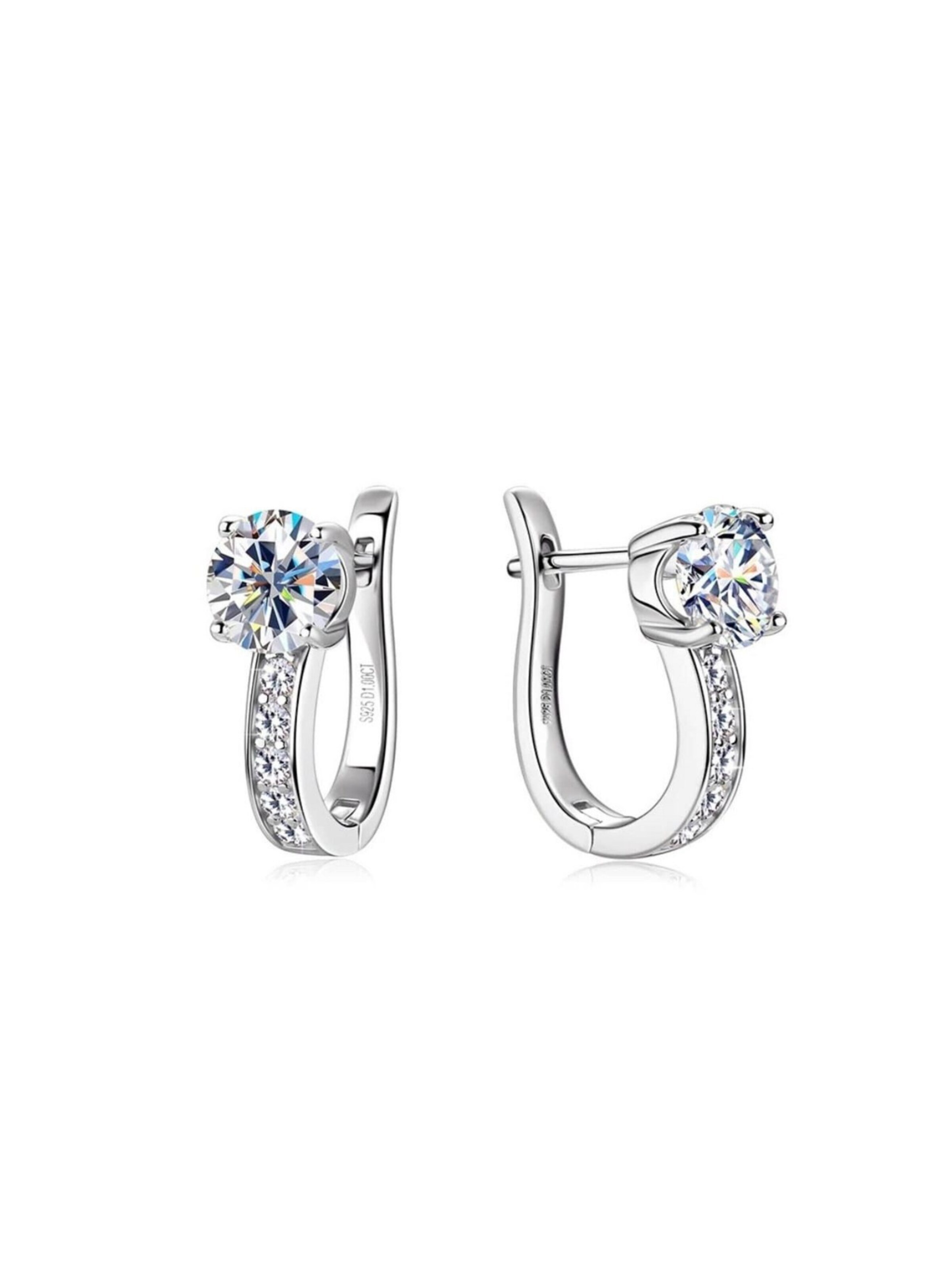 ROUGEMONT Jewellery Ohrringe 'Funkelnde Moissanit Creolen Ohrringe 6,5 mm 1,0ct'‌‌‌‌‌‌‌ in Silber: Vorderseite