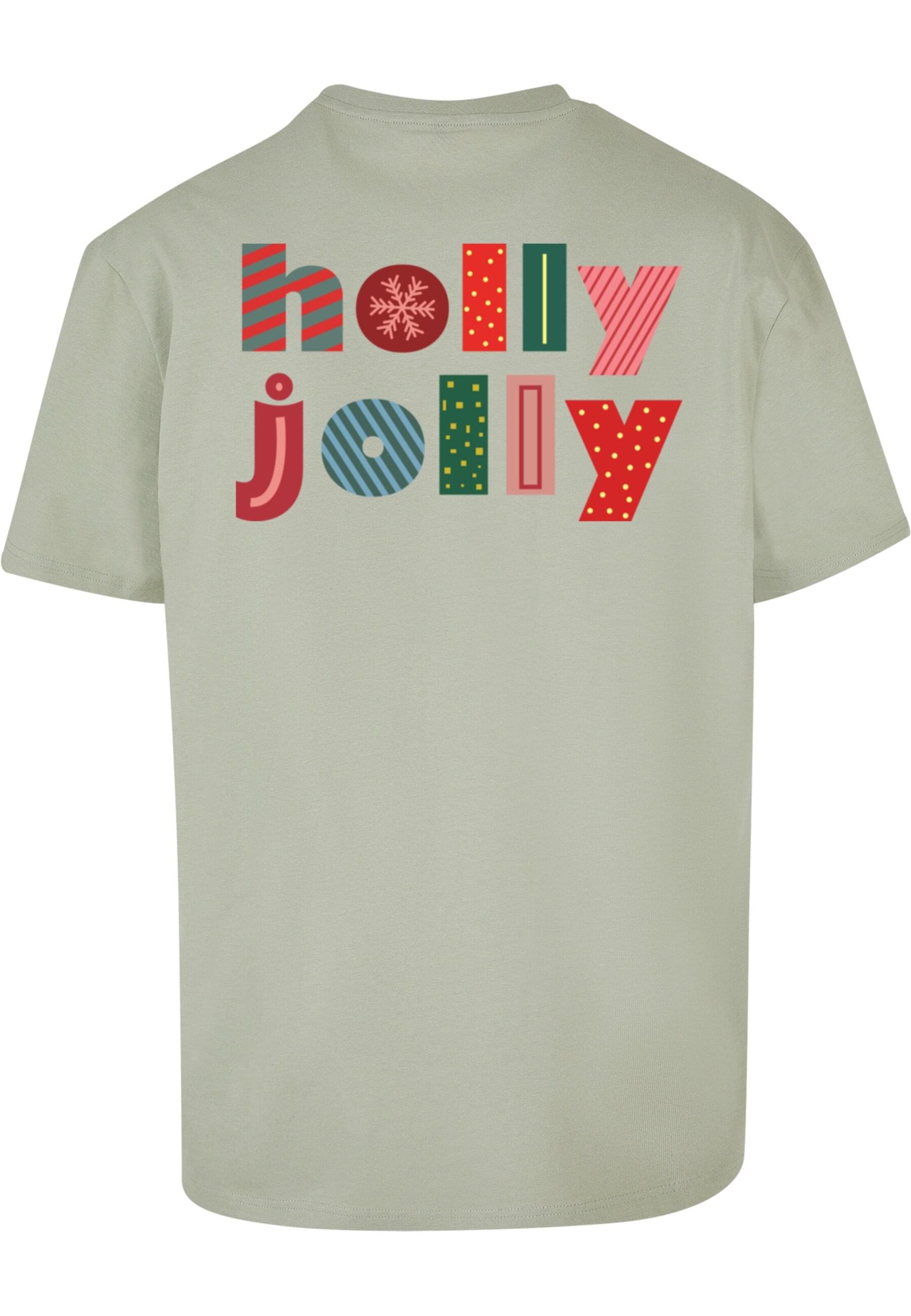 T-Shirt 'Christmas Holly Jolly Mood' Merchcode en vert