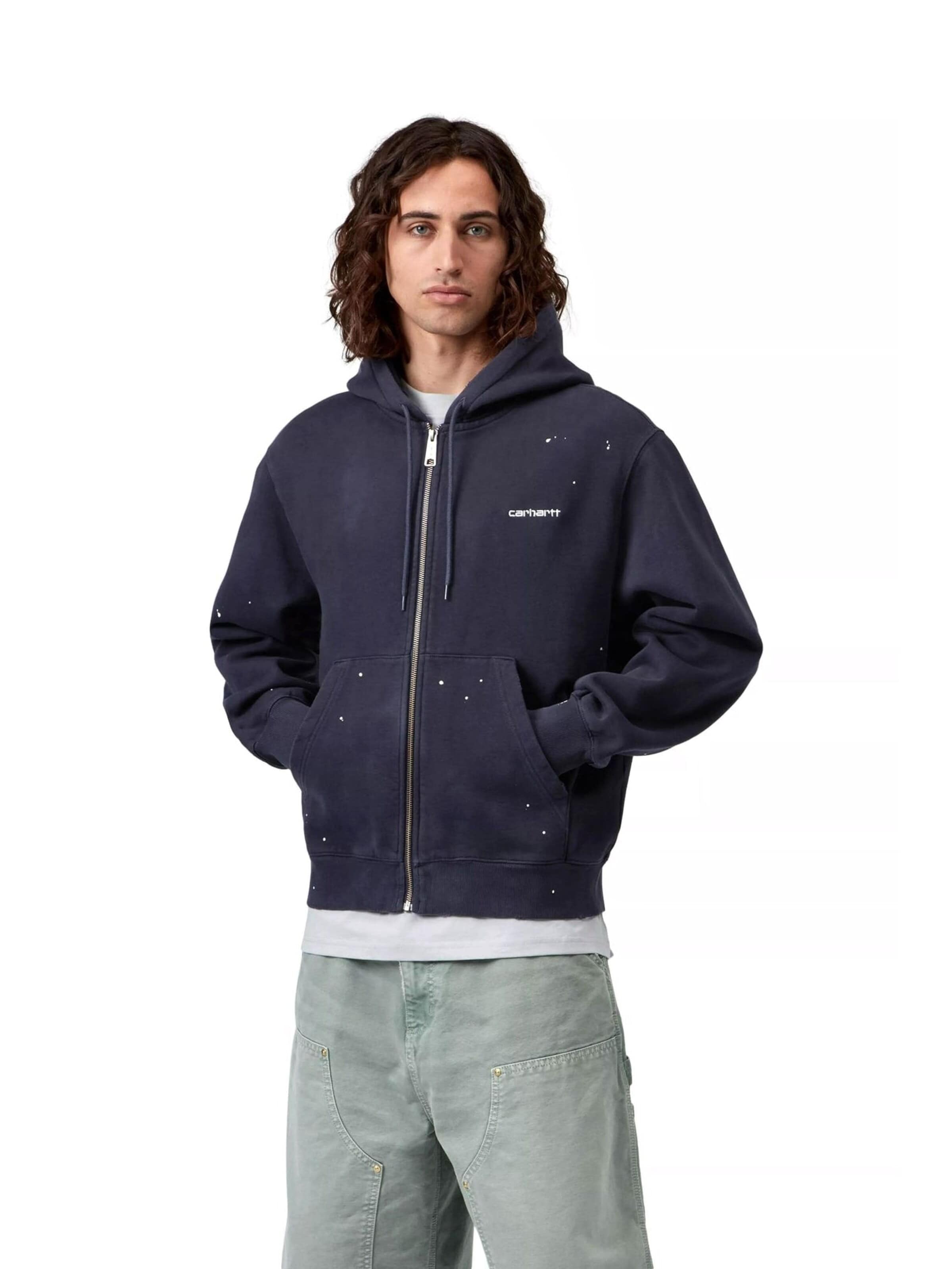 Giacca di felpa 'HOODED PAINTER JACKET DARK NAVY DESTROY WASH SPLATTER' di Carhartt WIP in blu
