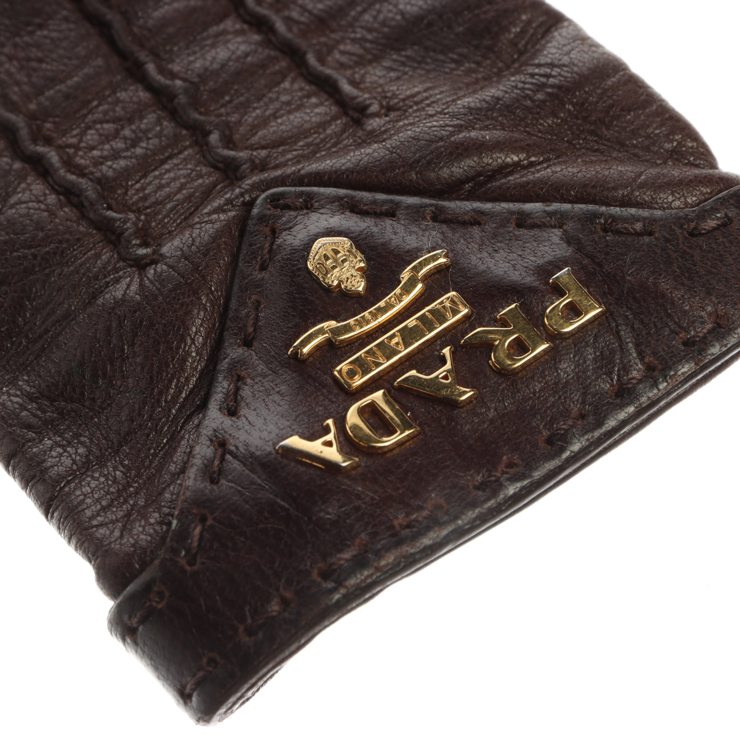 PRADA Gloves in S in Brown
