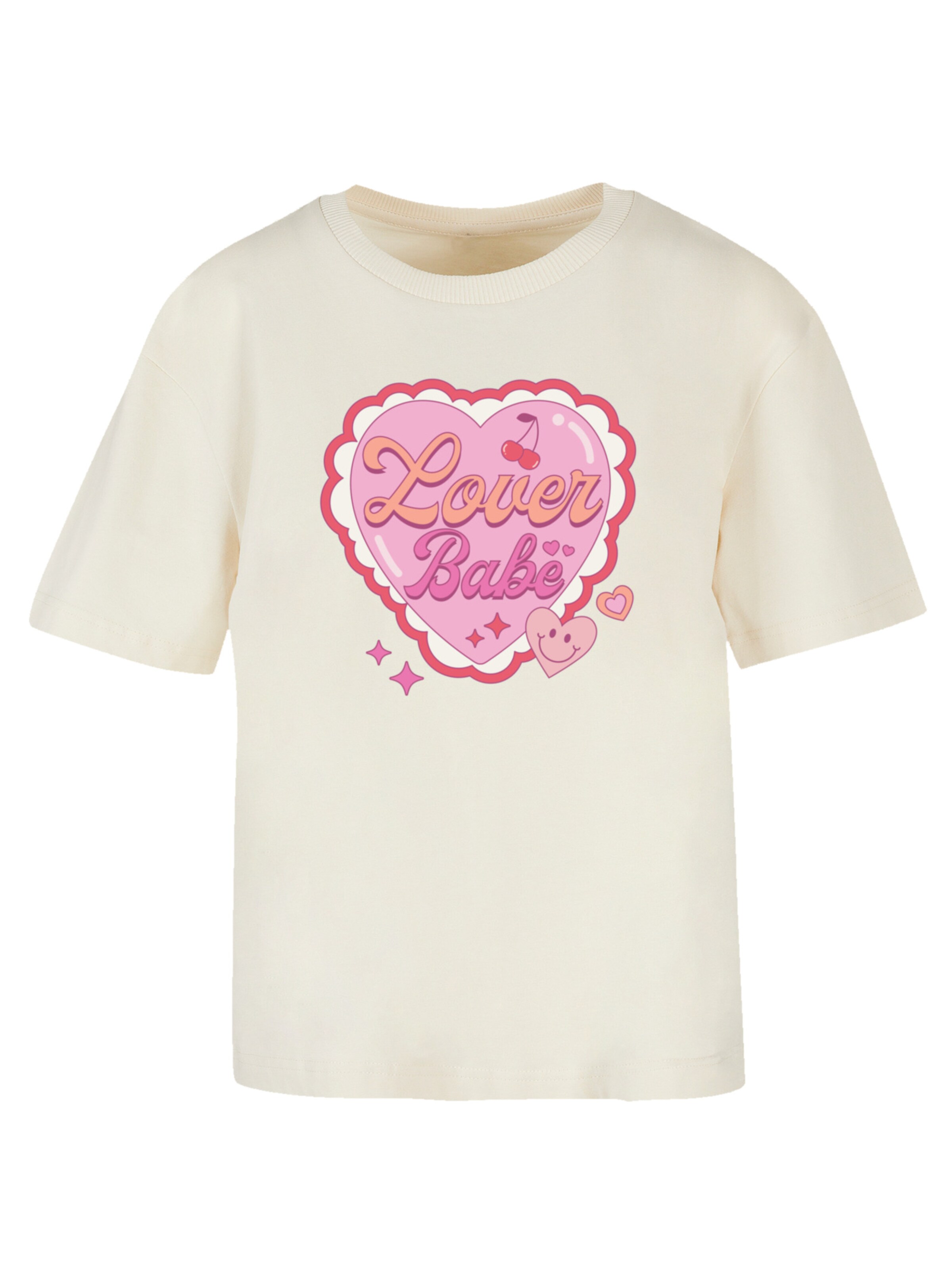 T-shirt 'Lover Babe Valentinstag' F4NT4STIC en beige : devant
