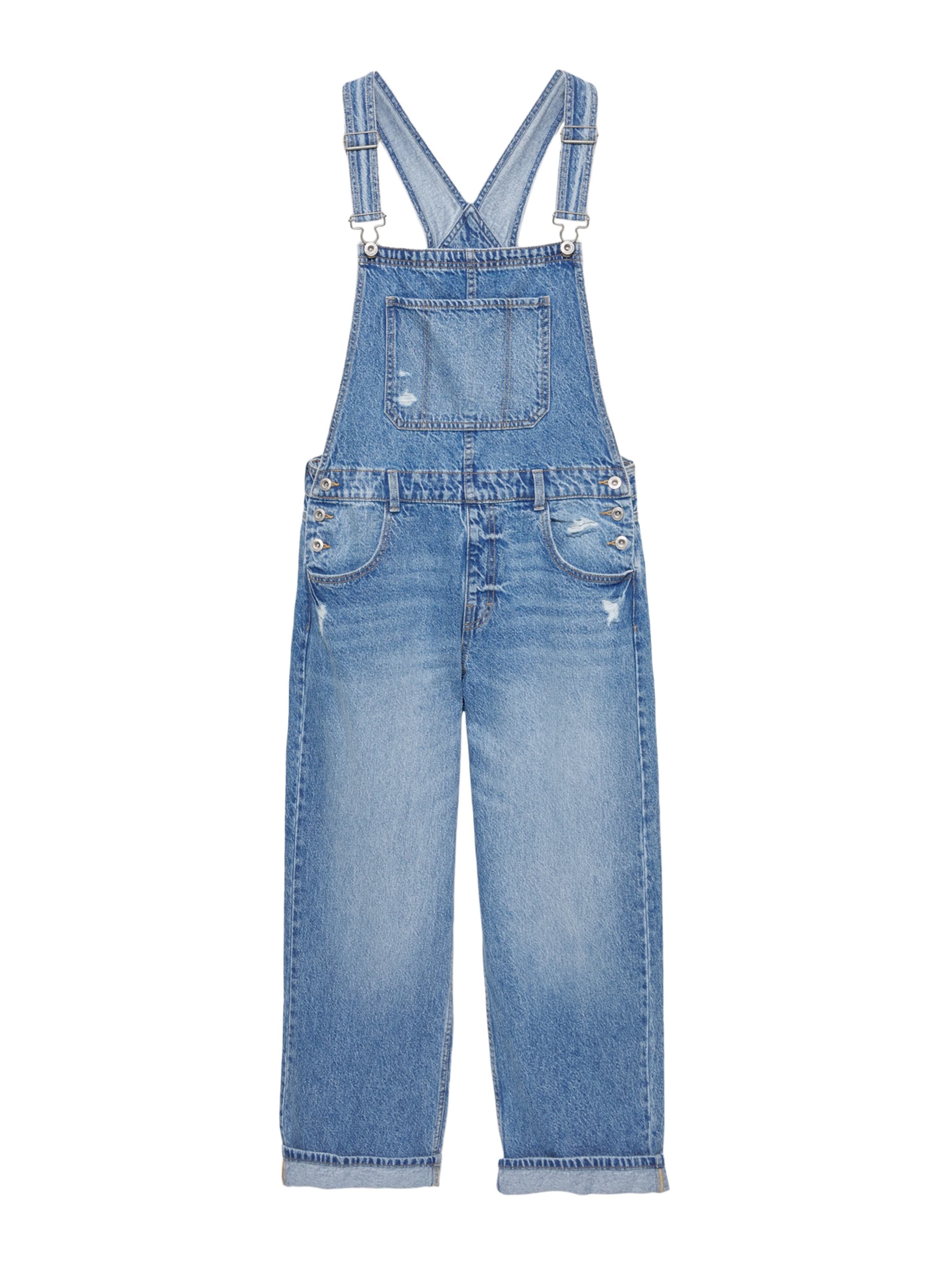 Pull&Bear Latzjeans in blue denim, Produktansicht