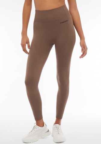 Freddy Skinny Workout Pants in Brown: front