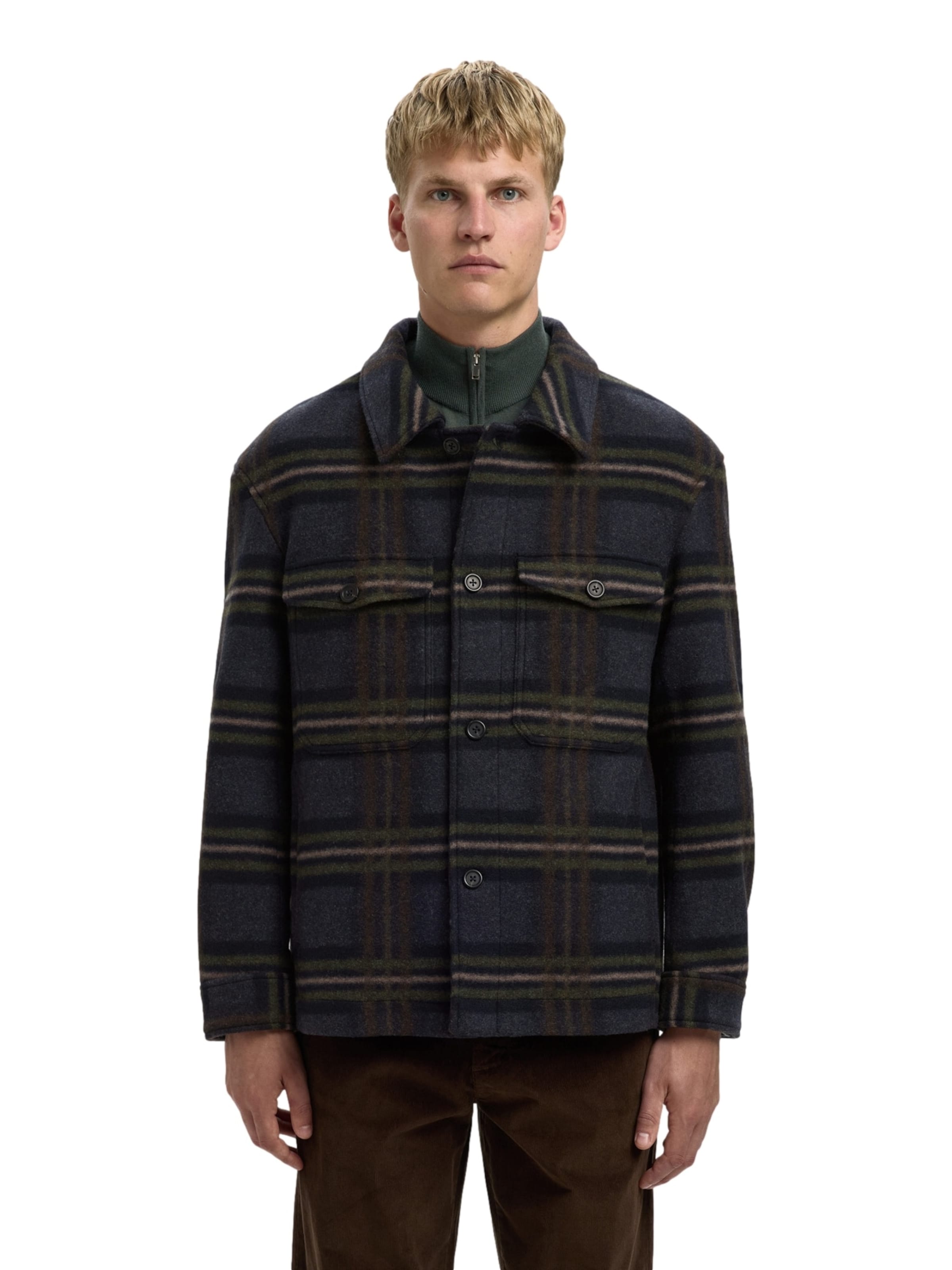 Veste mi-saison 'SLHMitch' SELECTED en bleu : devant