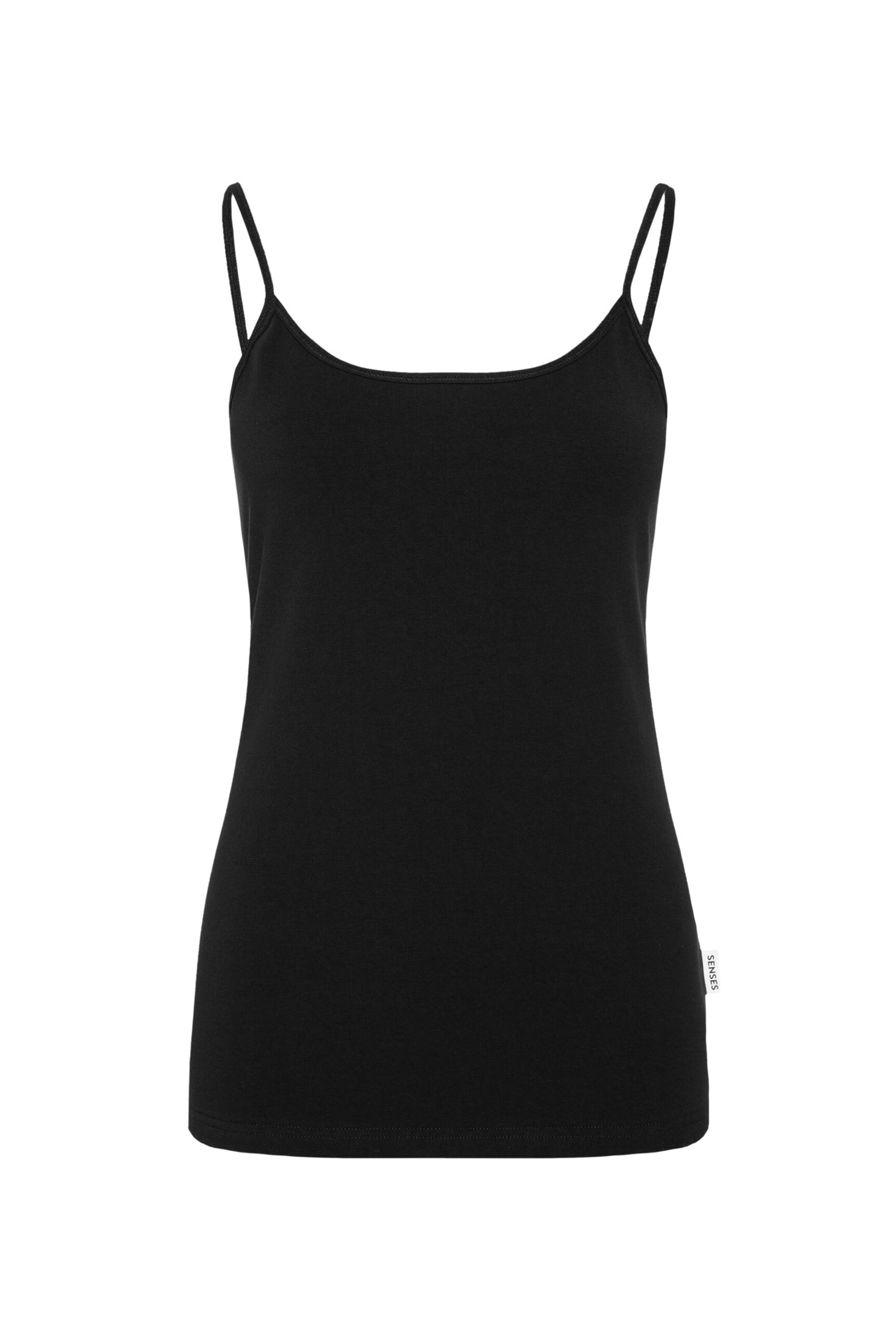 SENSES.THE LABEL Basic Top in Schwarz: Vorderseite