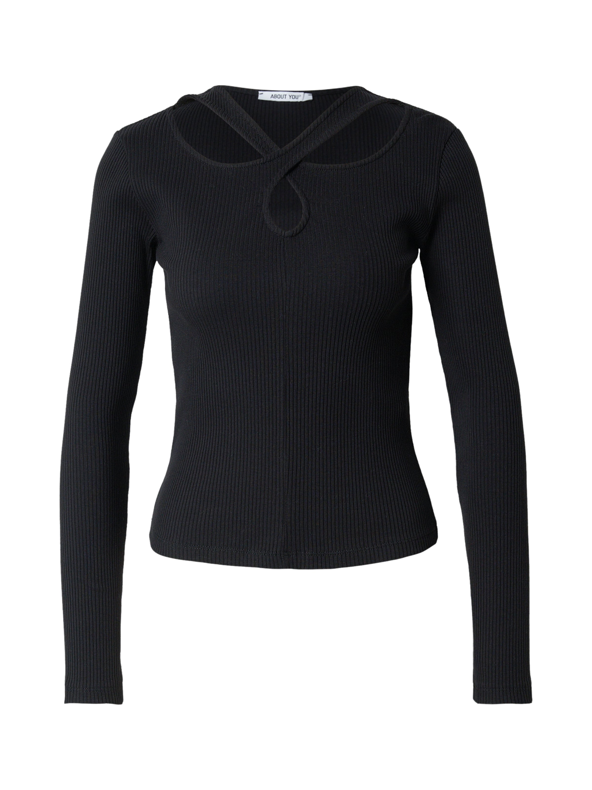 ABOUT YOU Тениска 'Delia' в черно: отпред