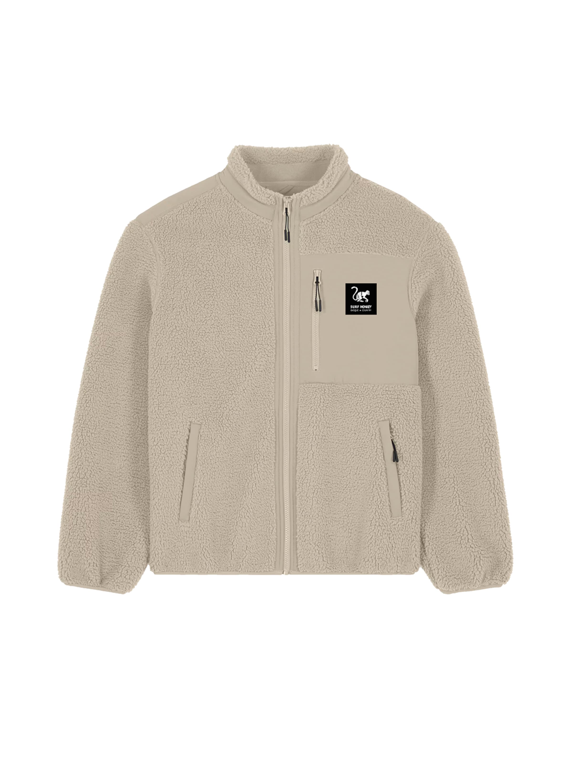 Surf Monkey Fleece jas in Beige: voorkant