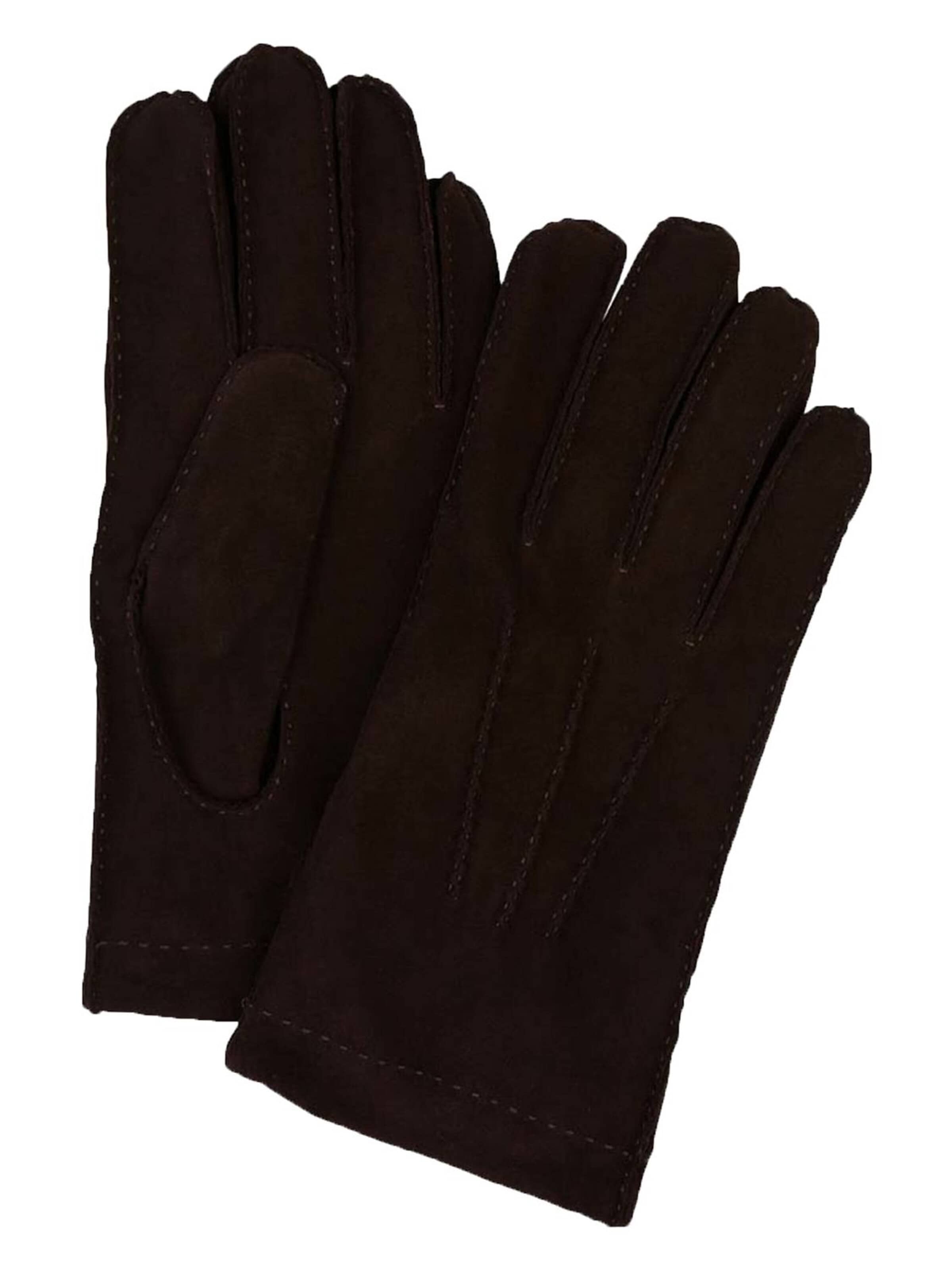 Profuomo Full Finger Gloves in Brown: front