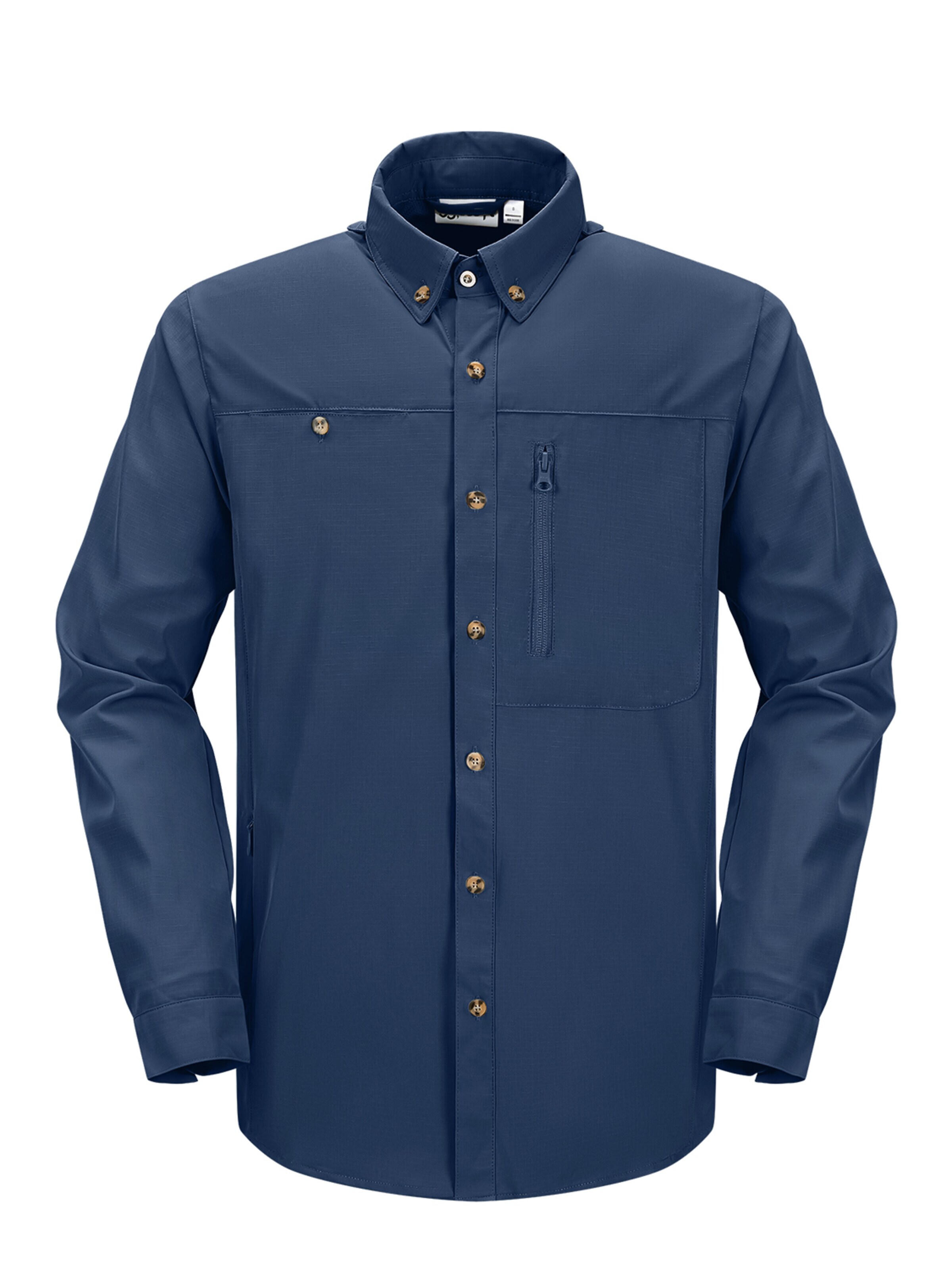 33,000ft Athletic Button Up Shirt '33,000ft Men's Long Sleeve Shirts' in Blue: front