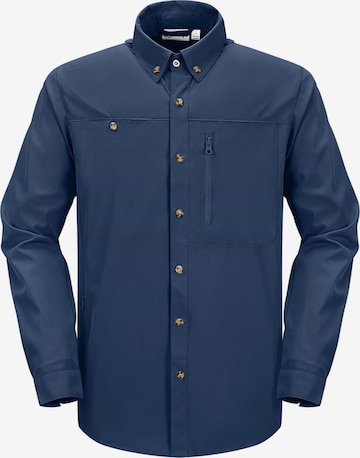 33,000ft Athletic Button Up Shirt '33,000ft Men's Long Sleeve Shirts' in Blue: front