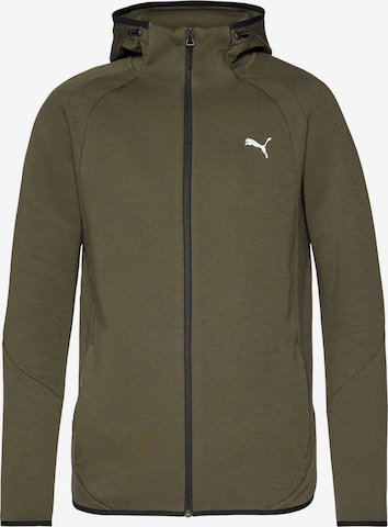 PUMA Athletic Zip-Up Hoodie 'Evostripe' in Green: front