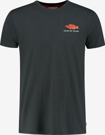 Shiwi T-shirt 'CATCH OF THE DAY' i grön: framsida