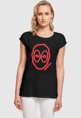 ABSOLUTE CULT T-Shirt 'Deadpool - Neon Head' in Schwarz: Vorderseite
