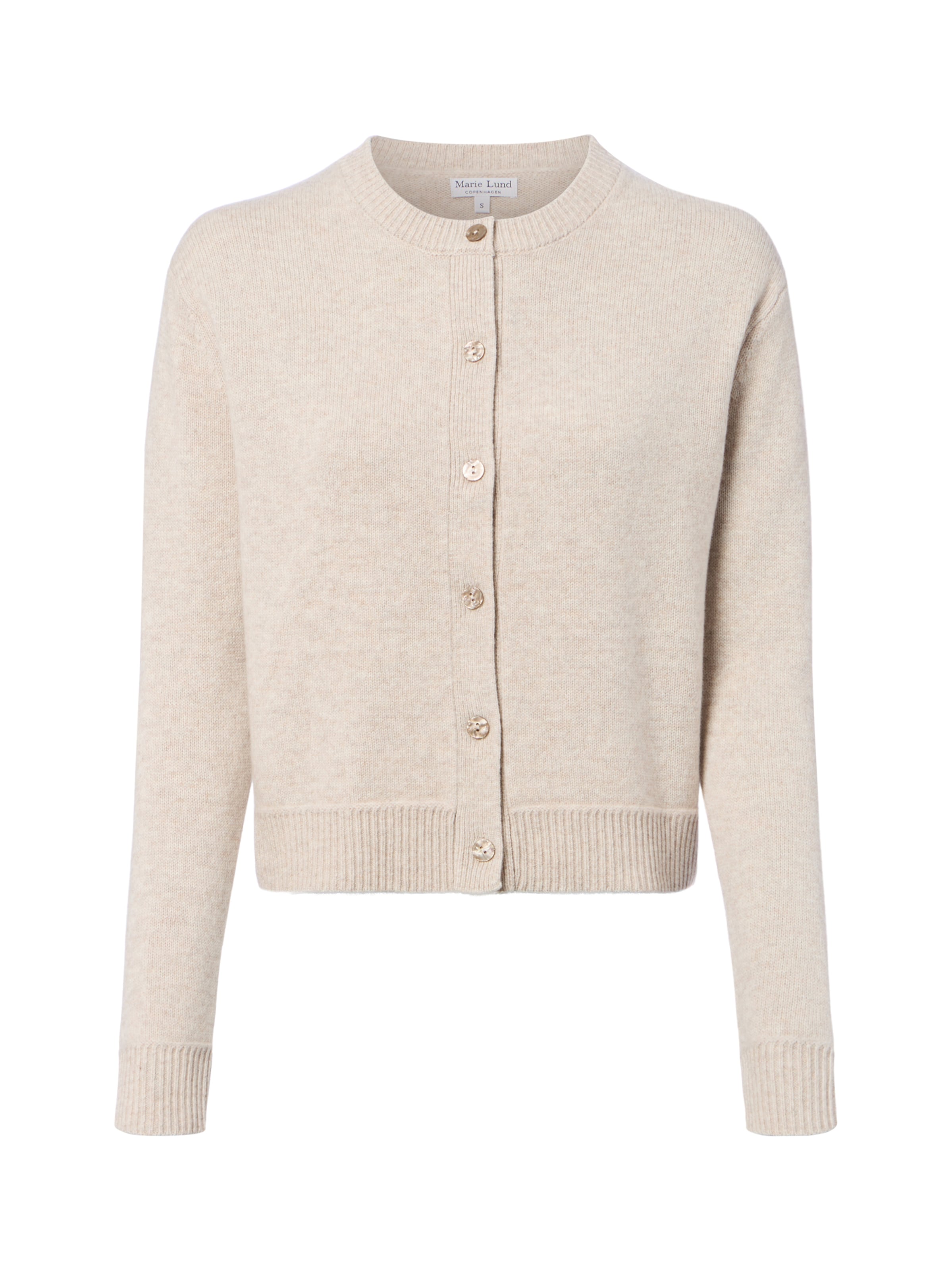Marie Lund Knit Cardigan in Beige: front