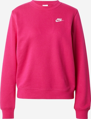 Nike Sportswear Свитшот 'Club Fleece' в Ярко-розовый: спереди