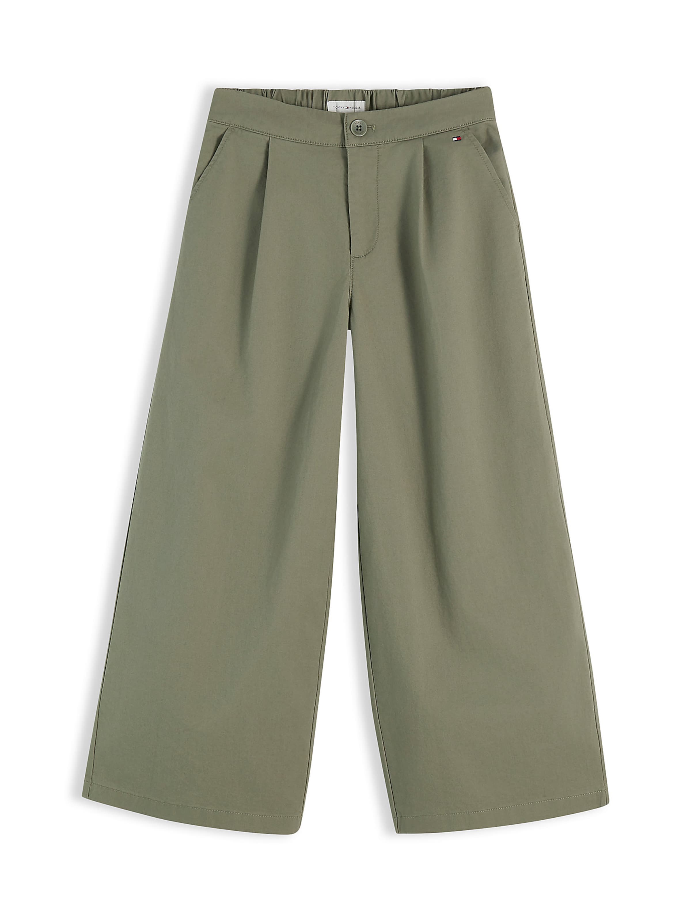 TOMMY HILFIGER Wide Leg Hose 'Essential' in Grün: Vorderseite