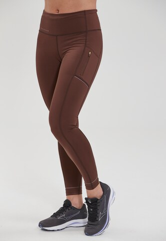 ENDURANCE Skinny Workout Pants 'Thadea' in Brown: front