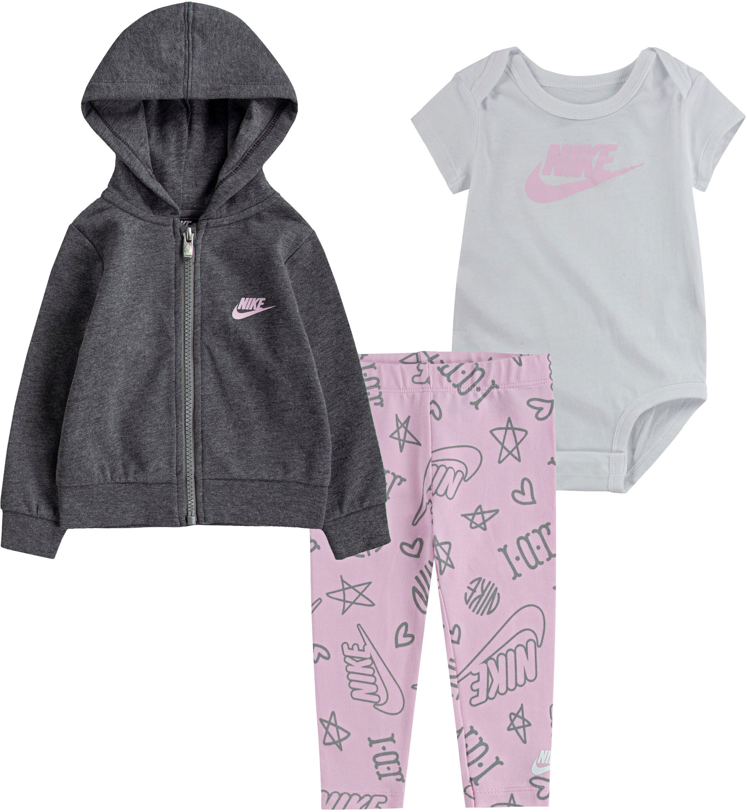Kinder Bekleidung Nike Sportswear Set in Graumeliert, Rosa - OT57733 Kinder Bekleidung Nike Sportswear Set in Graumeliert, Rosa - OT57733