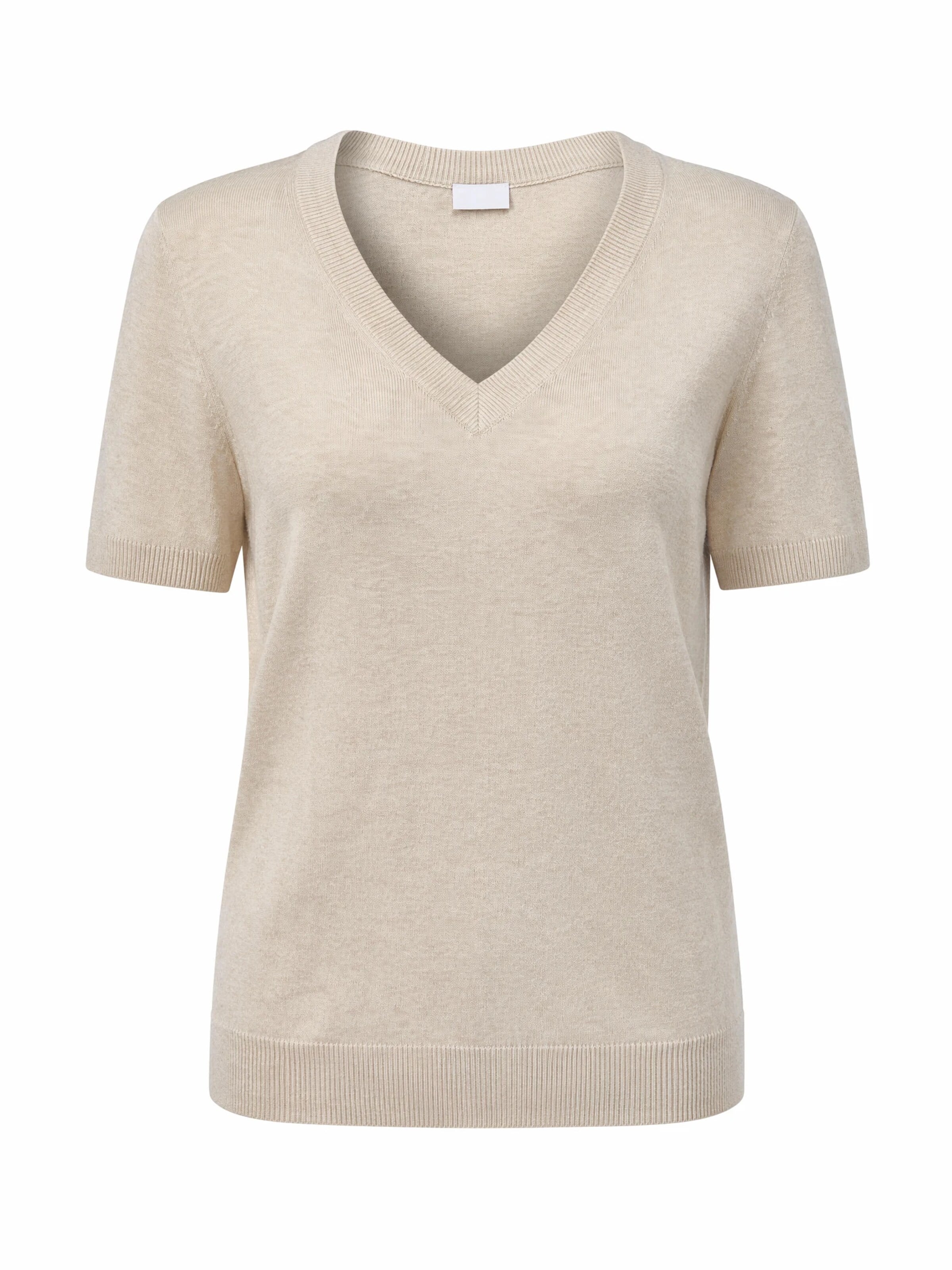 ARACH&CLOZ Pullover 'Kurzarmpullover Damen Pullover Wollmischung Kurzarm V Ausschnitt'‌‌‌‌‌‌‌‌‌‌ in S in beige, Produktansicht