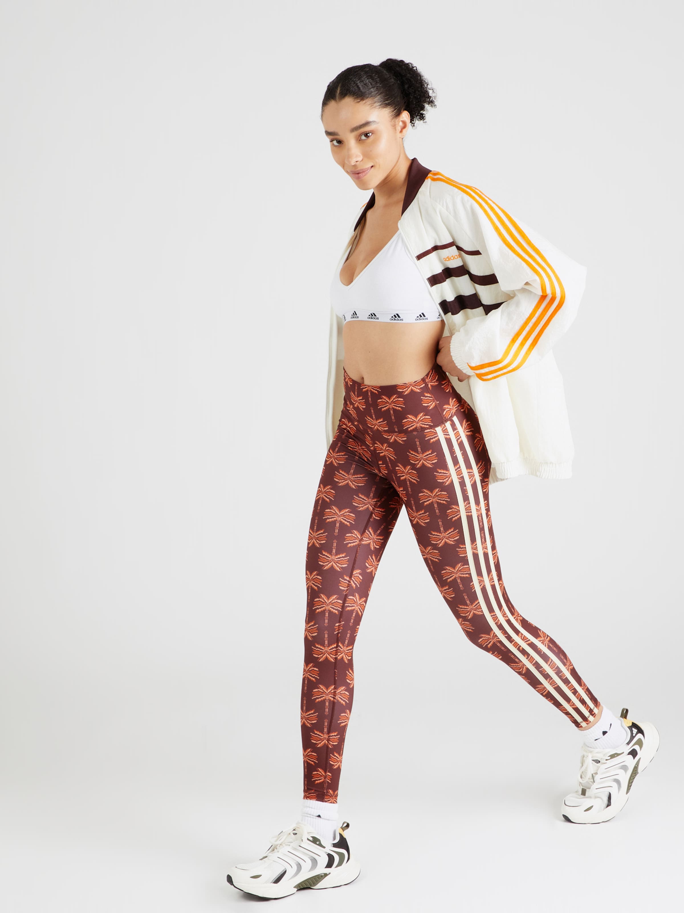 ADIDAS PERFORMANCE Skinny Workout Pants Adidas x FARM Rio in Brown ABOUT YOU