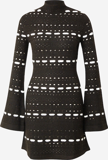 florence by mills exclusive for ABOUT YOU Gebreide jurk 'Tinsel' in de kleur Zwart / Wit, Productweergave