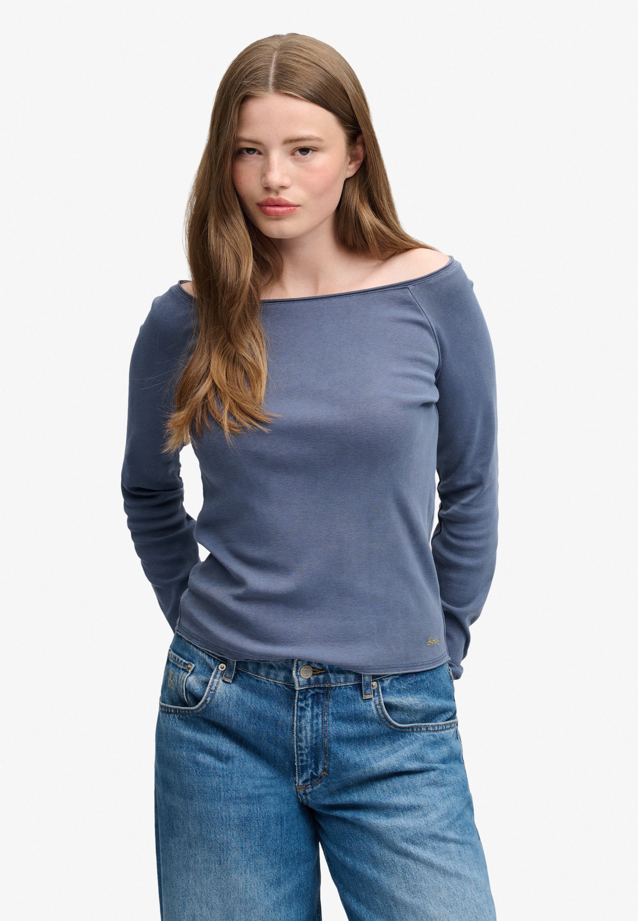 Superdry & Co Shirt 'Bardot' in Blue: front