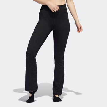 ADIDAS SPORTSWEAR Flared Workout Pants 'Studio ' in Black: front