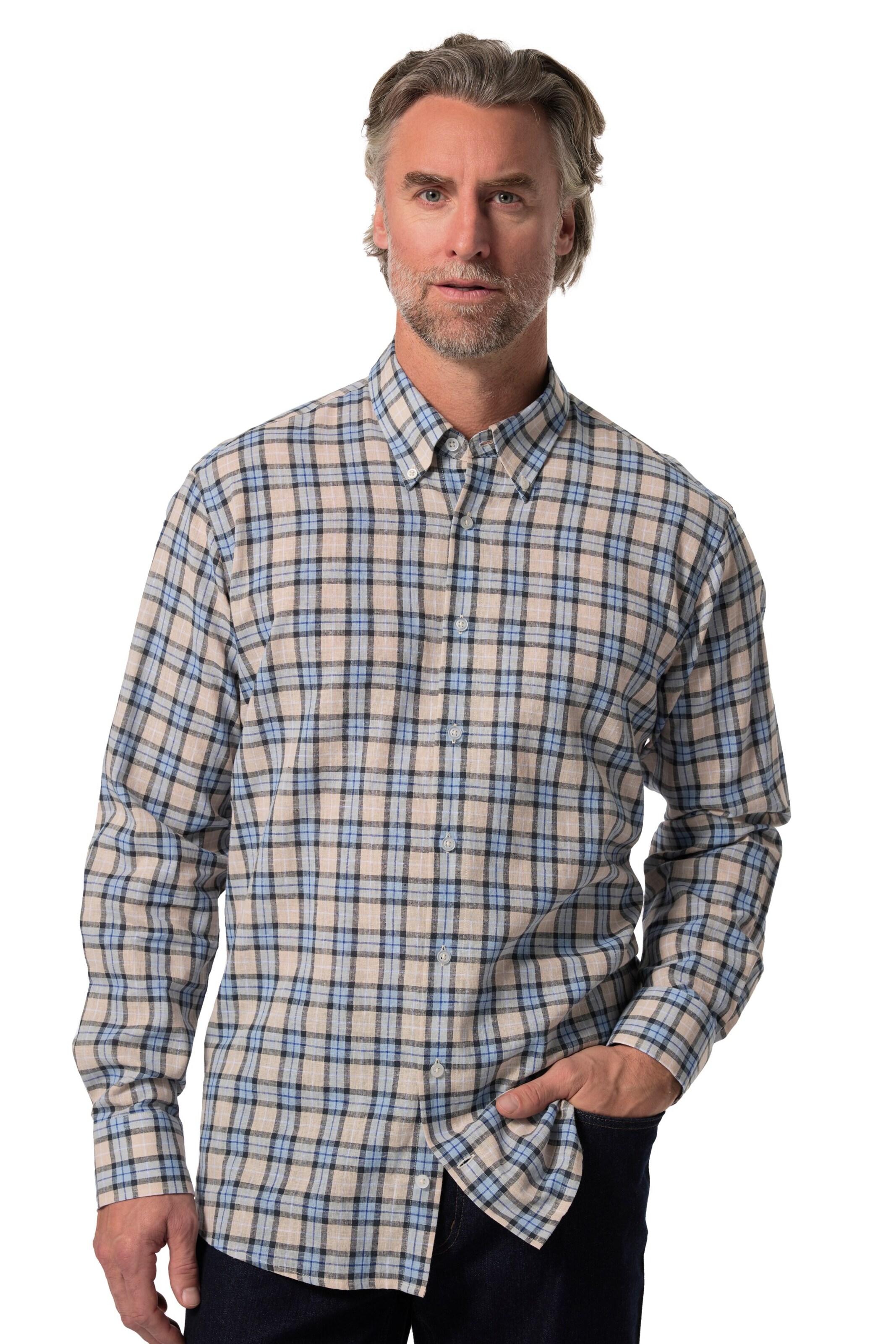 Boston Park Comfort fit Overhemd in Beige: voorkant