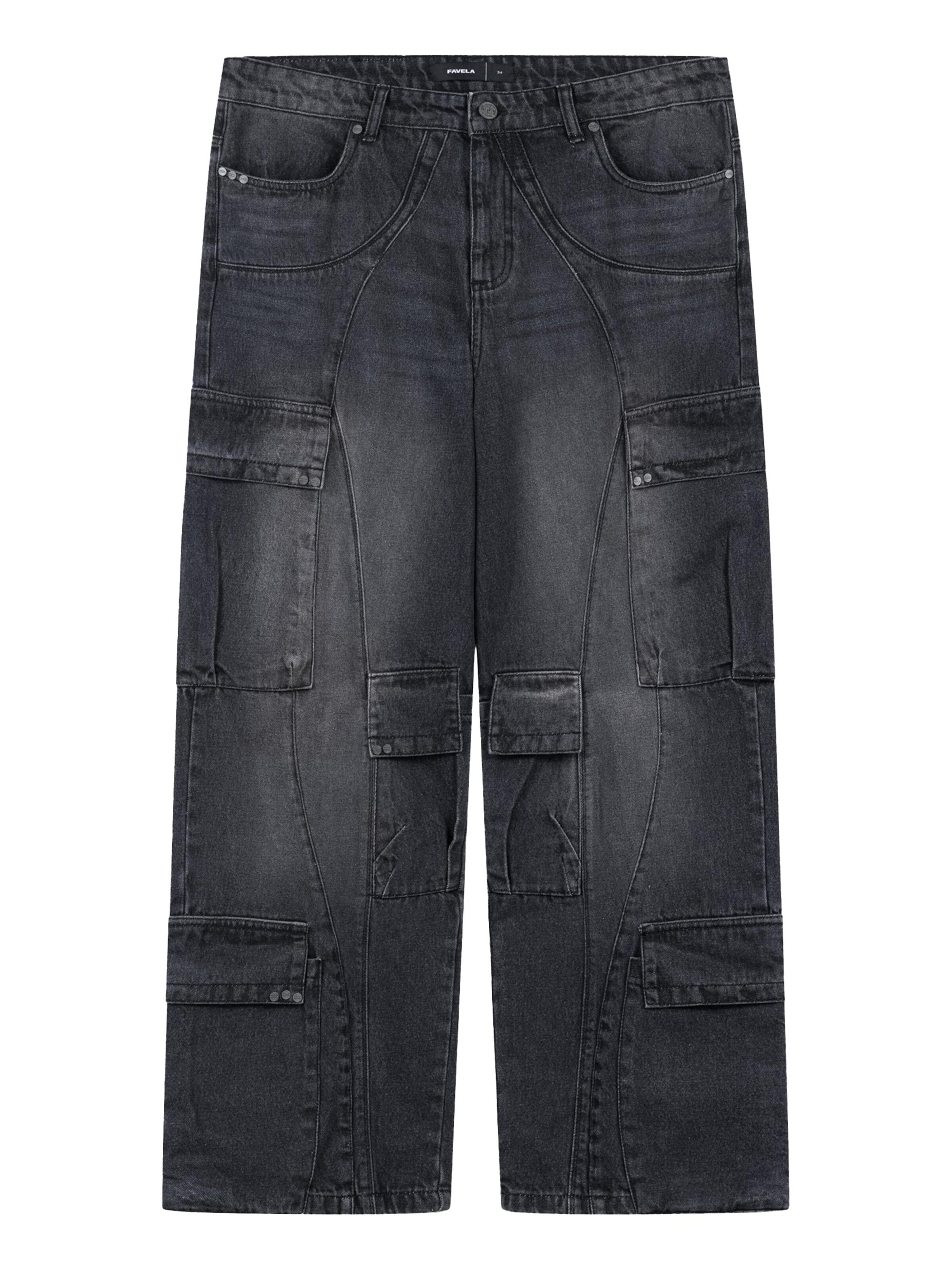 FAVELA Baggy Cargo Jeans in Black