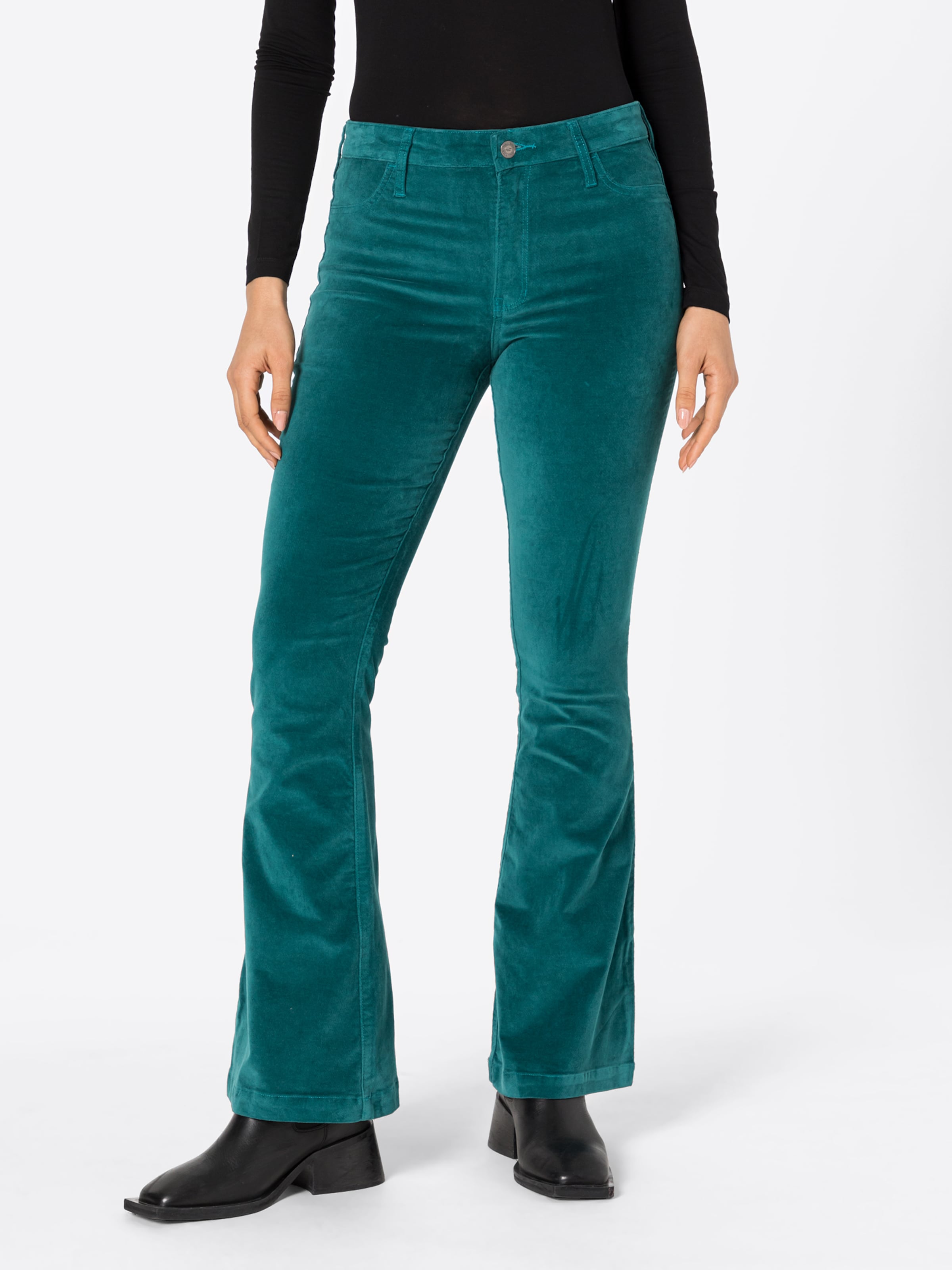 HOLLISTER Flared Pants in Emerald ABOUT YOU