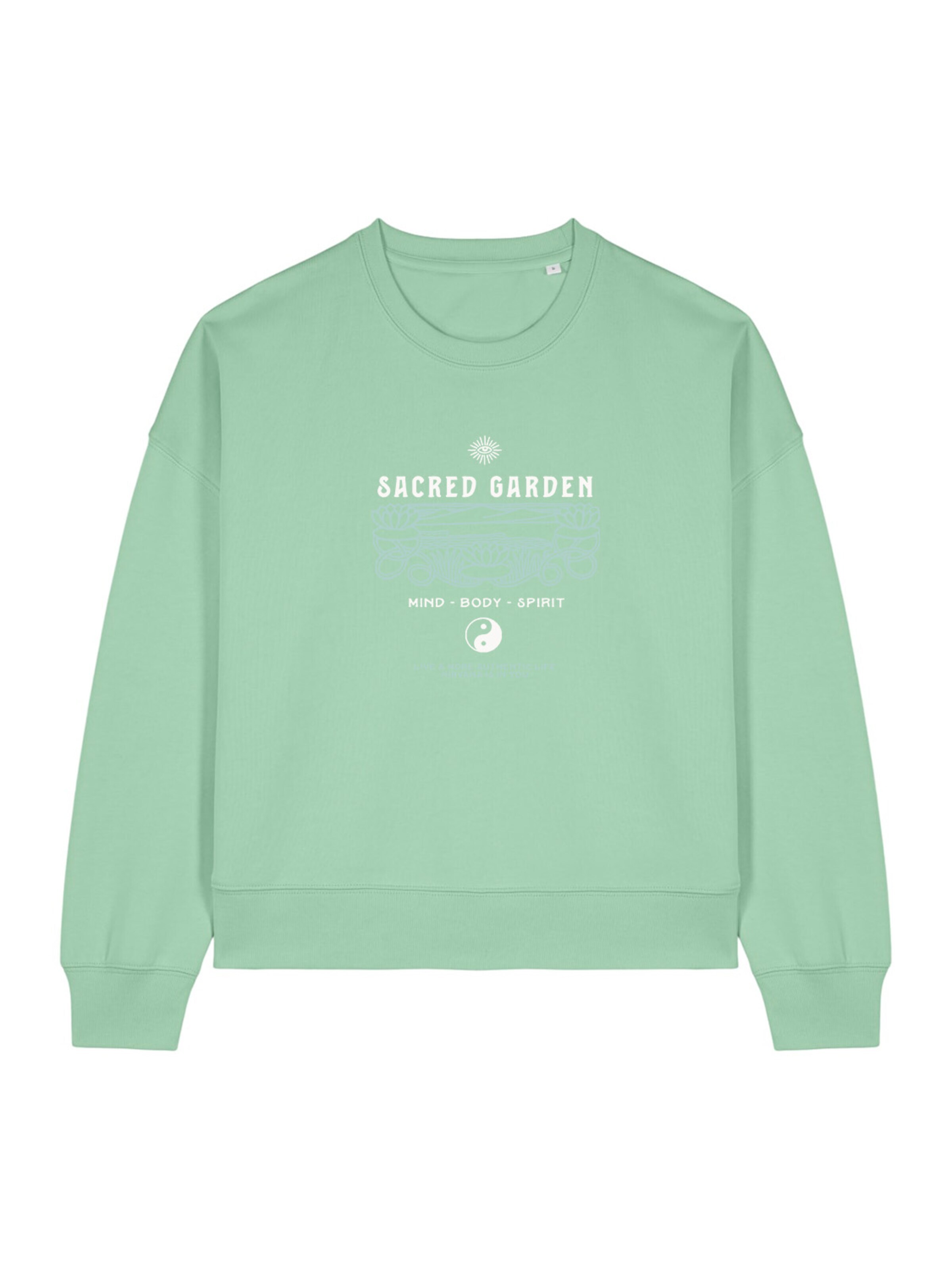 Kultgut Sweater 'Sacred Garden' in Green: front