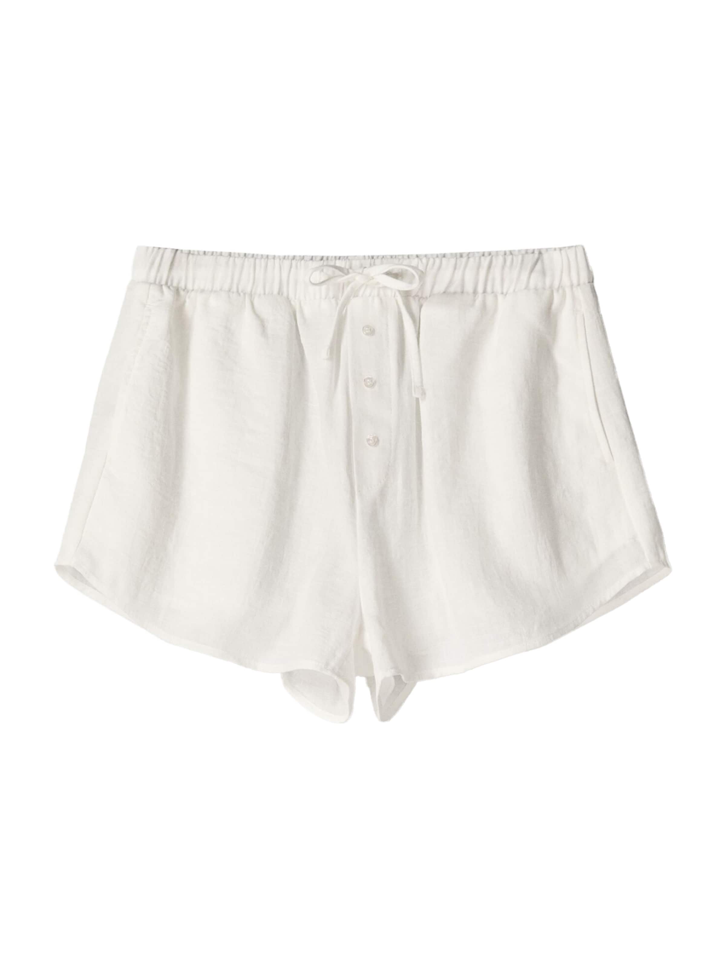 Bershka Normalny krój Spodnie w kolorze biały: przód