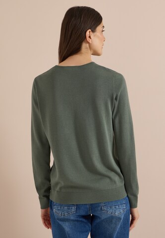 CECIL Basic Pullover mit V-Neck in Unifarbe in Grün