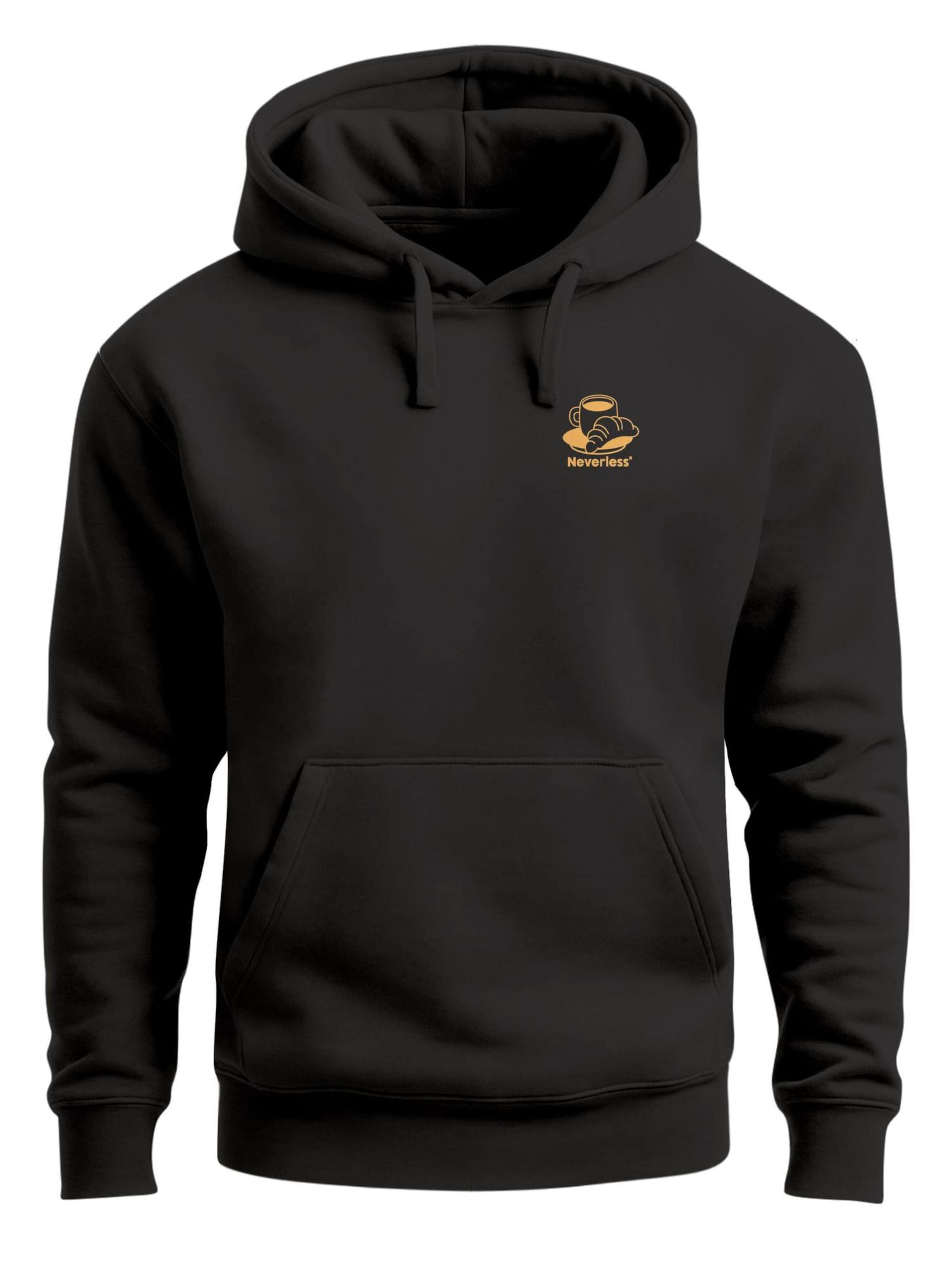 Neverless Sweatshirt 'Coffee & Crossaints' in Black: front