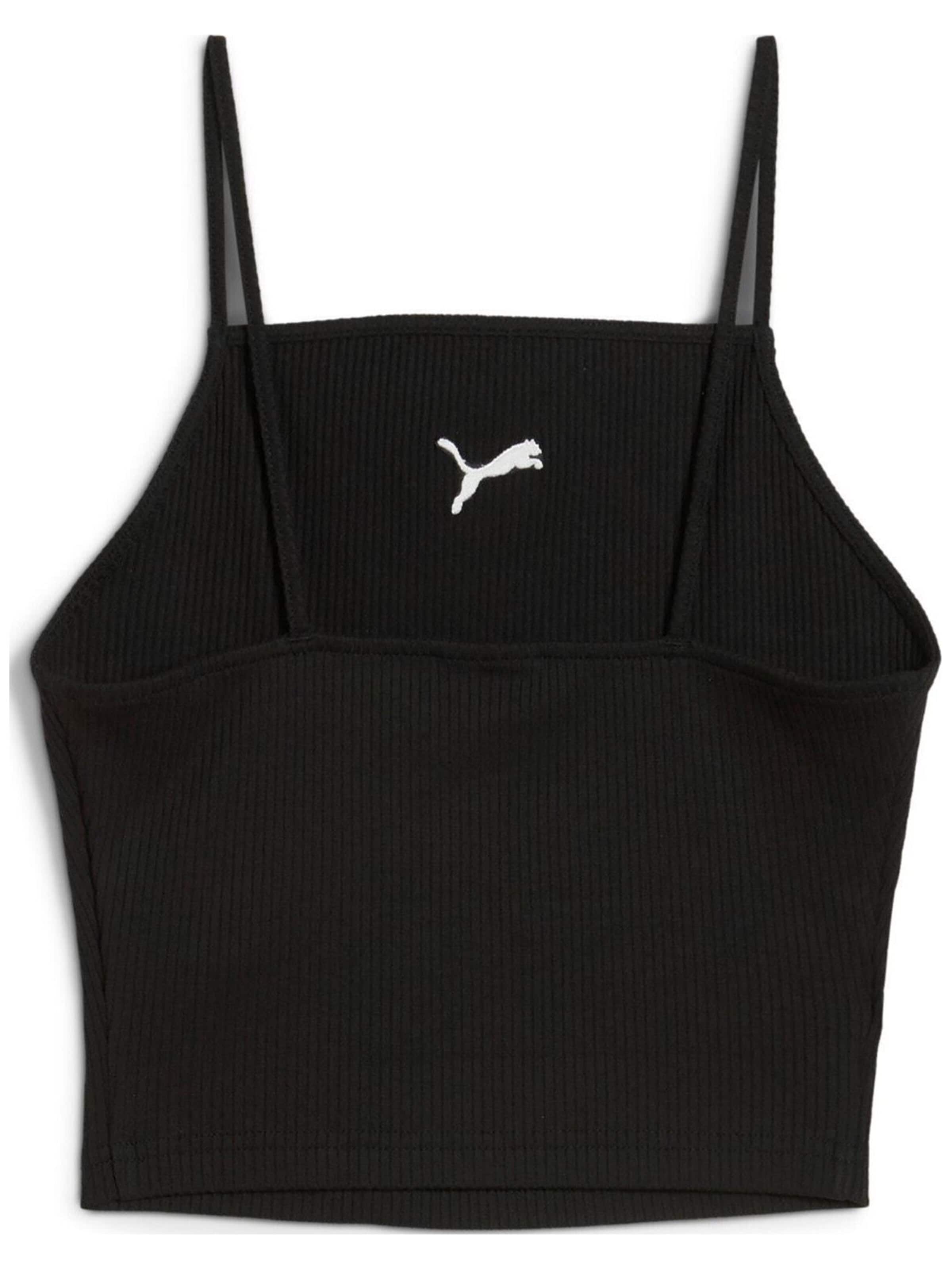 Top 'Puma Wardrobe Ess Ribbed Tank Top' di PUMA in nero