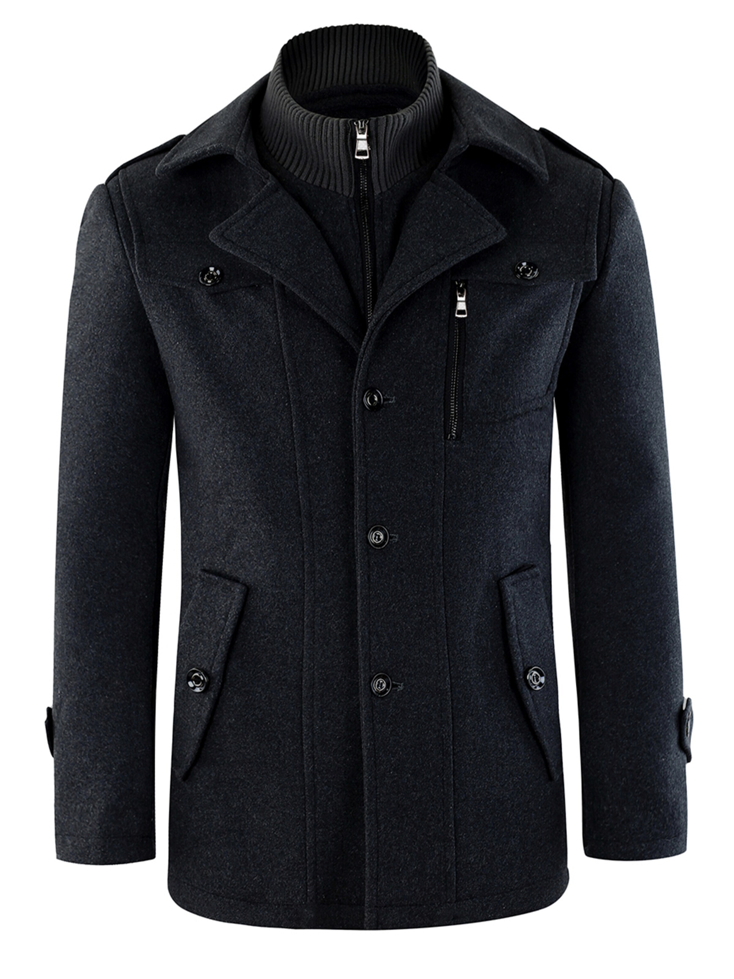 ALLTHEMEN Winterjas 'Morgenkühle' in Zwart
