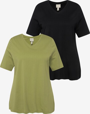 T-shirt Ulla Popken en vert : devant