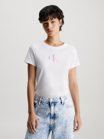 T-shirt Calvin Klein Jeans en blanc : devant