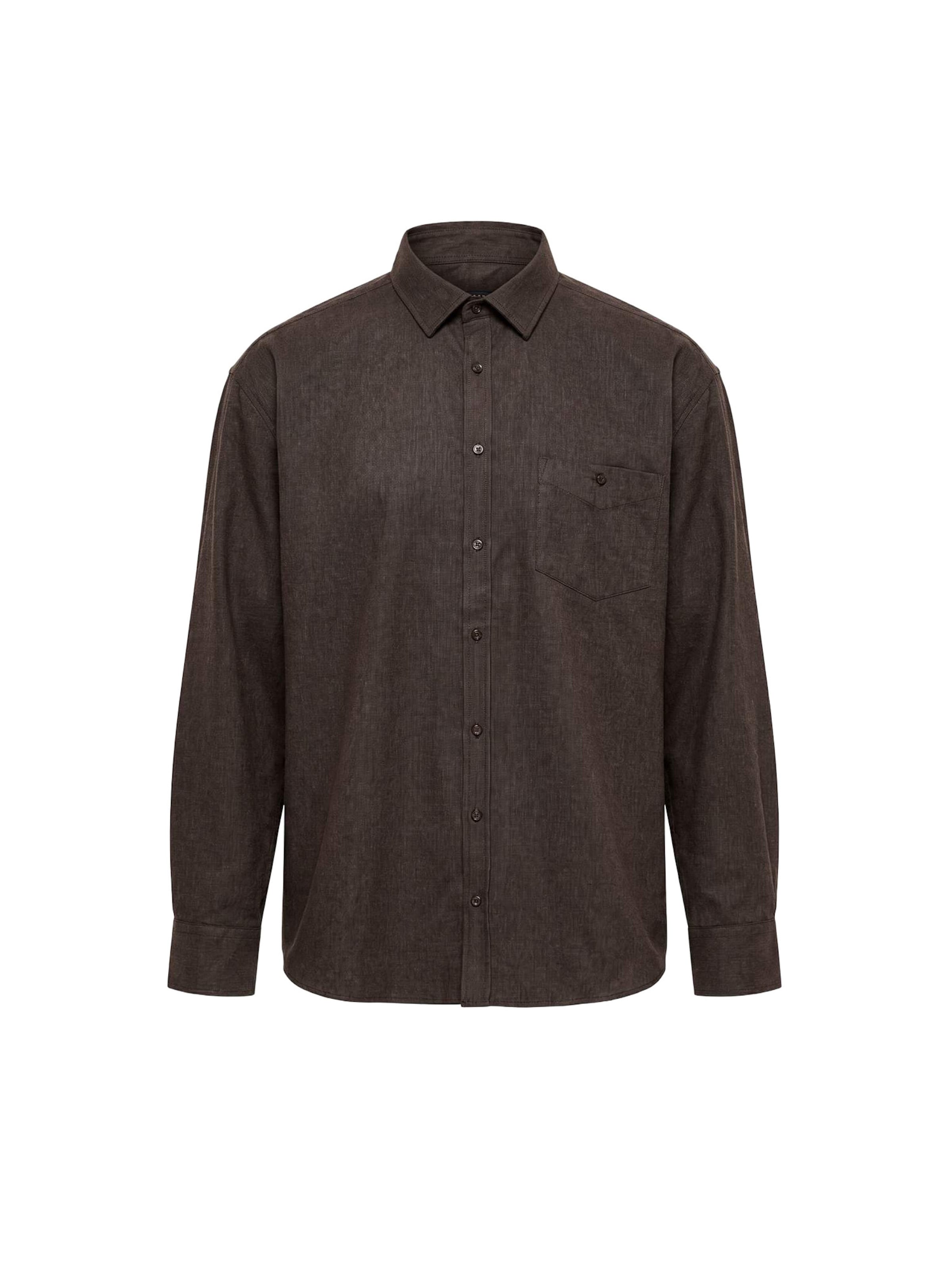 Trendyol Curve Regular fit Button Up Shirt in Brown: front